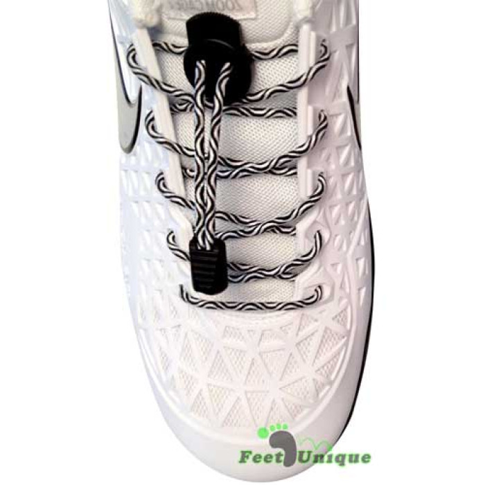 Elastic lock black & white shoelaces
