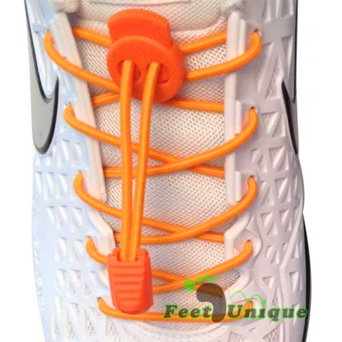 Elastic lock orange shoelaces