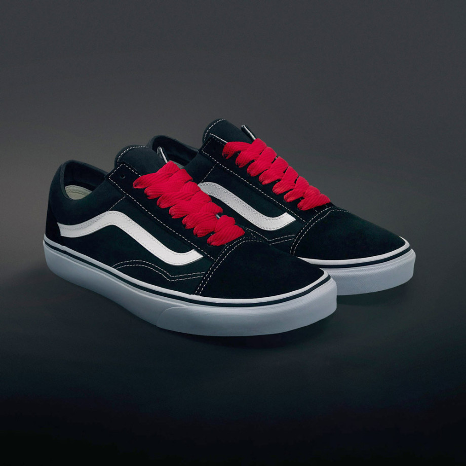 black vans red laces