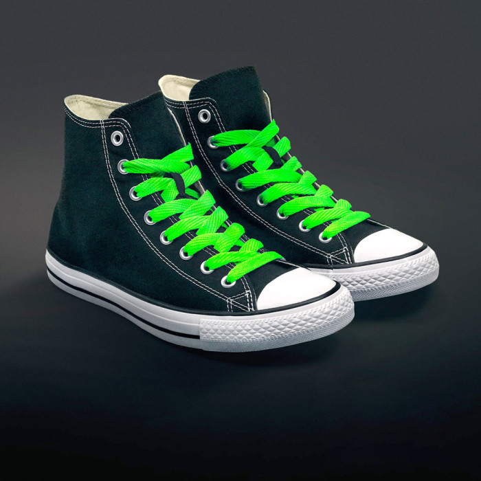 Extra wide neon green shoelaces