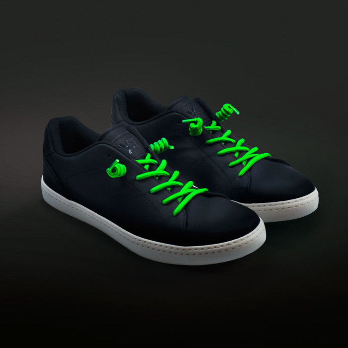 Neon green curly shoelaces