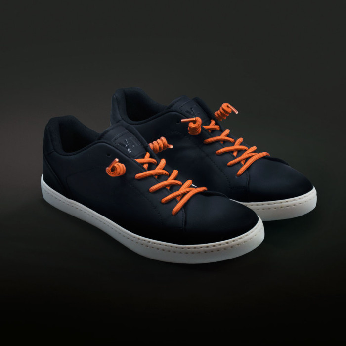 Orange curly shoelaces