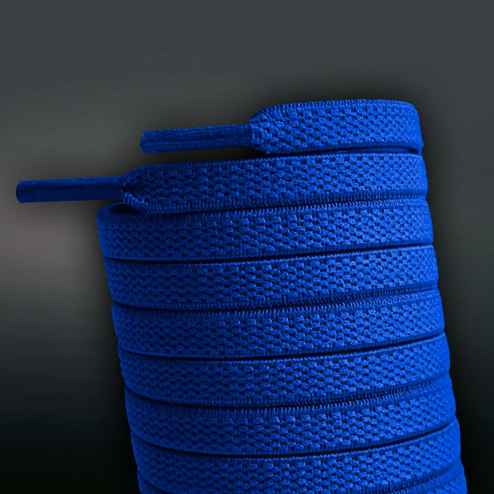 Elastic flat blue shoelaces (no tie)