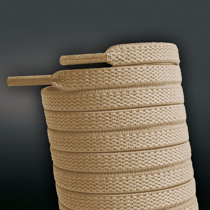 Elastic Flat Light Brown Shoelaces (No Tie)