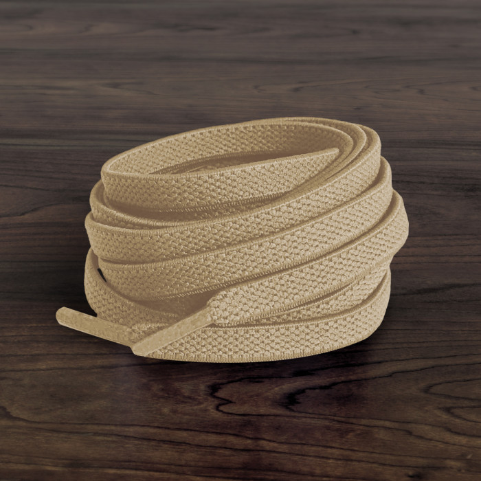 Elastic Flat Light Brown Shoelaces (No Tie)